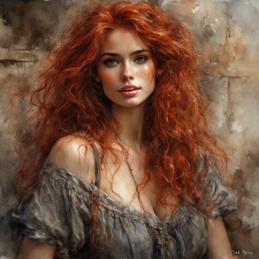 Beautiful Irish Woman Portrait in Realist Style