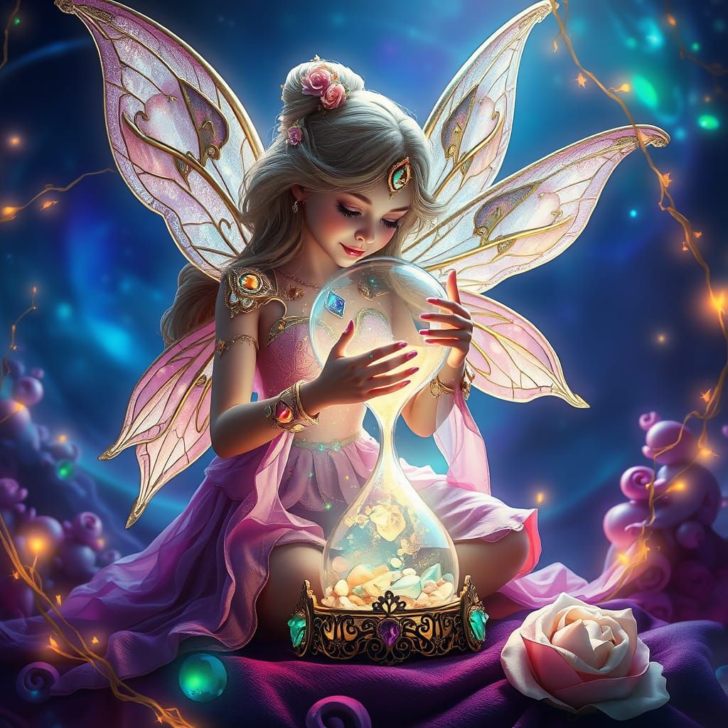 Whimsical Fairy Goddess with Hourglass