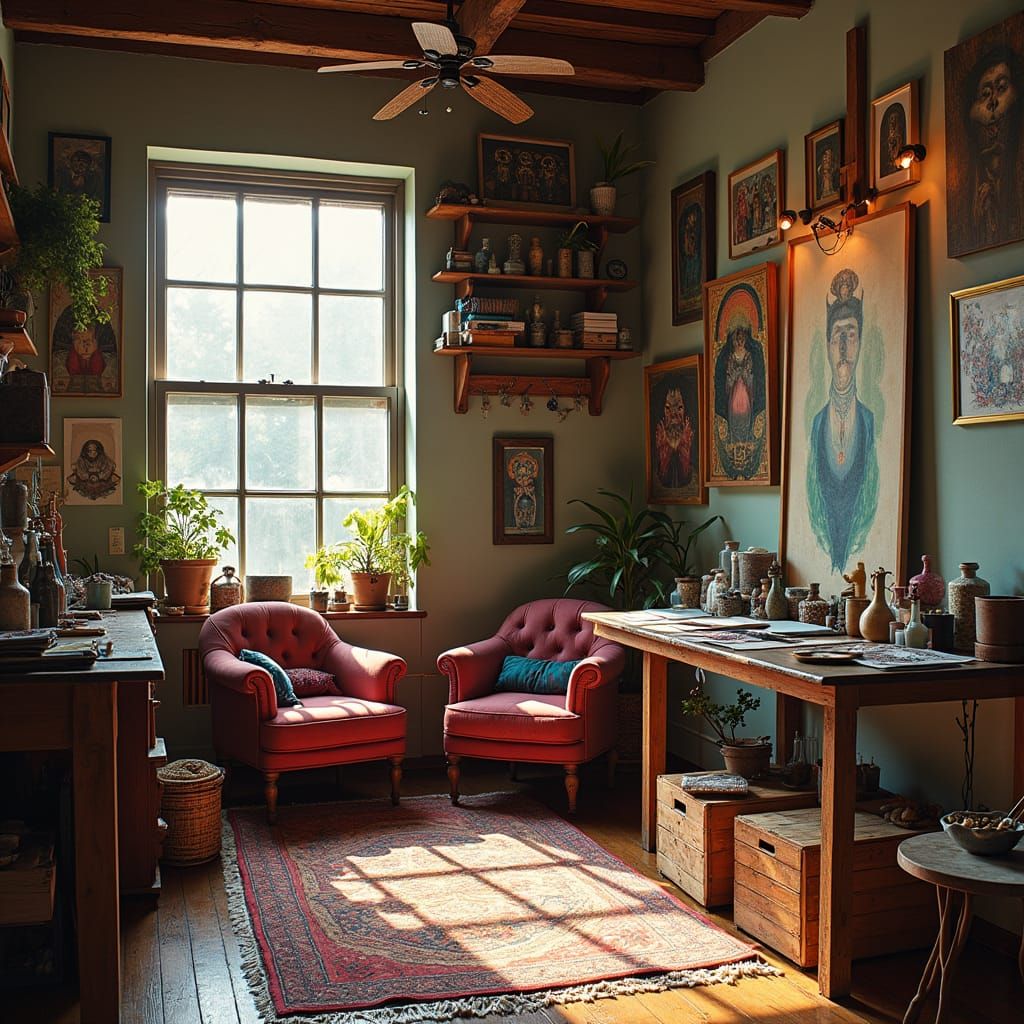 Cozy Art Studio with Meditation Nook