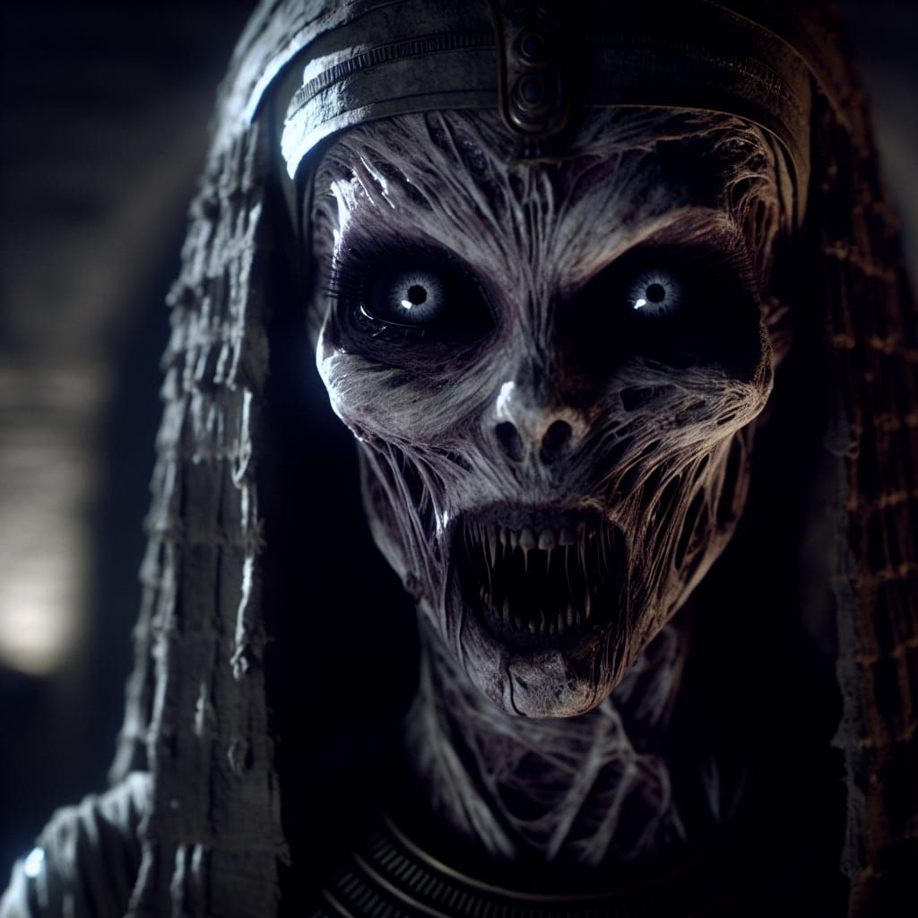 Sinister Mummy in Dark Egyptian Temple
