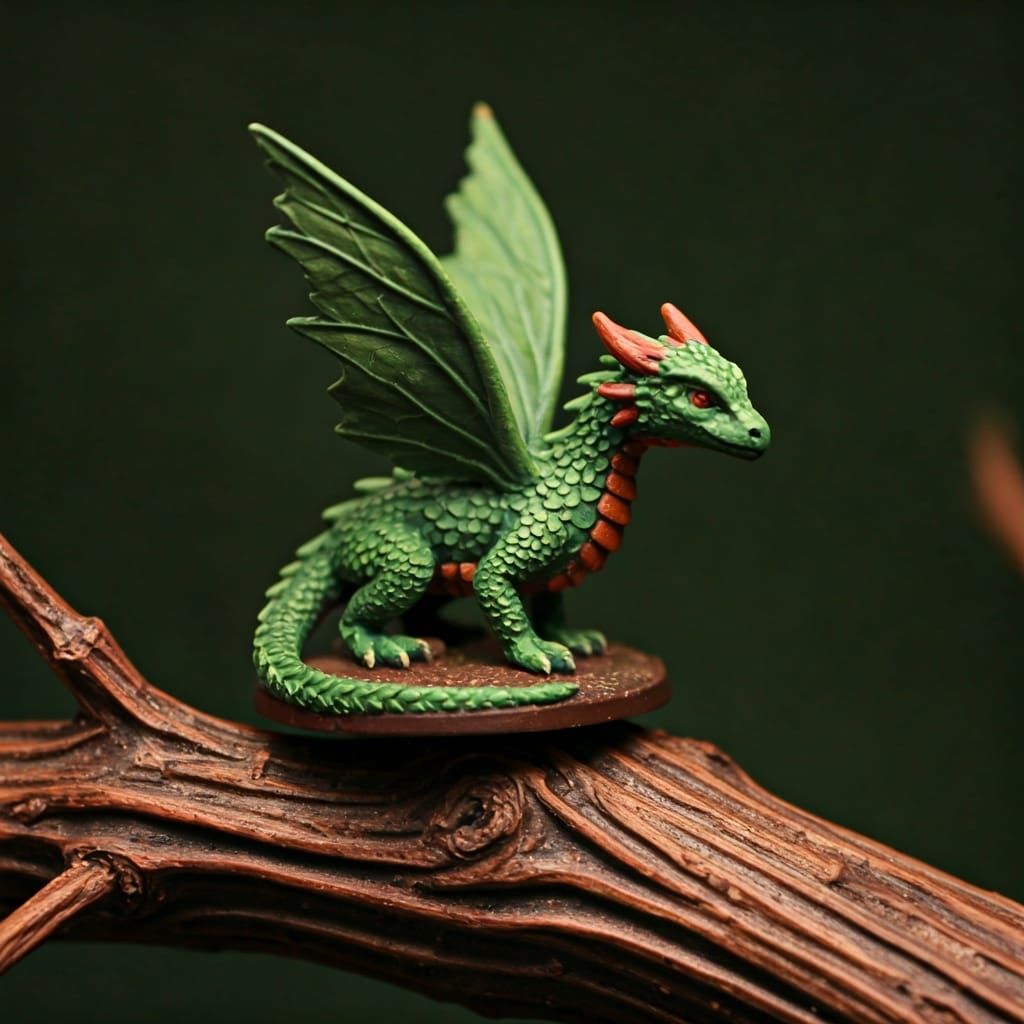 Miniature Green Dragon on Yggdrasil Branch
