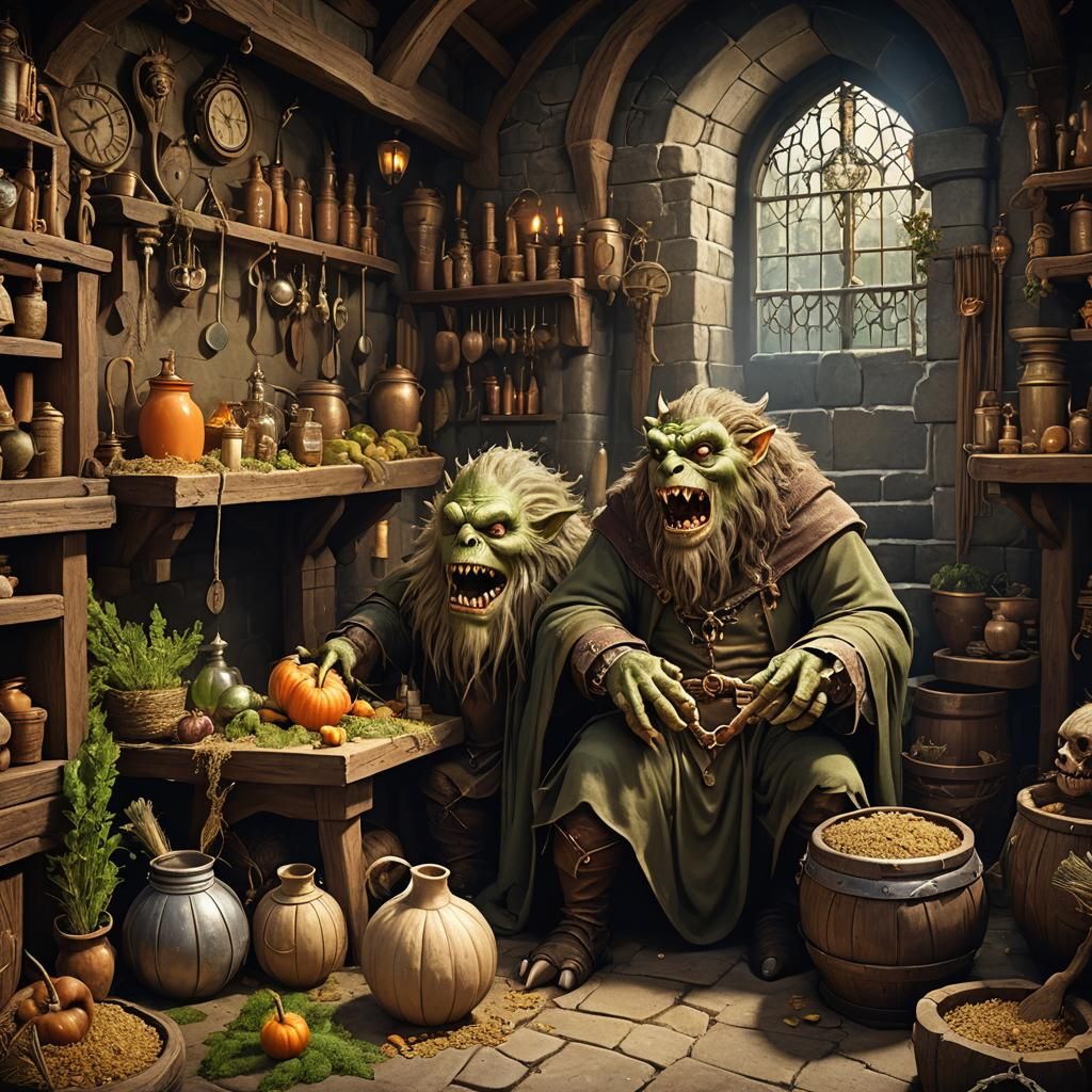 Monster in Alchemist Lair: Whimsical Photorealistic Fantasy