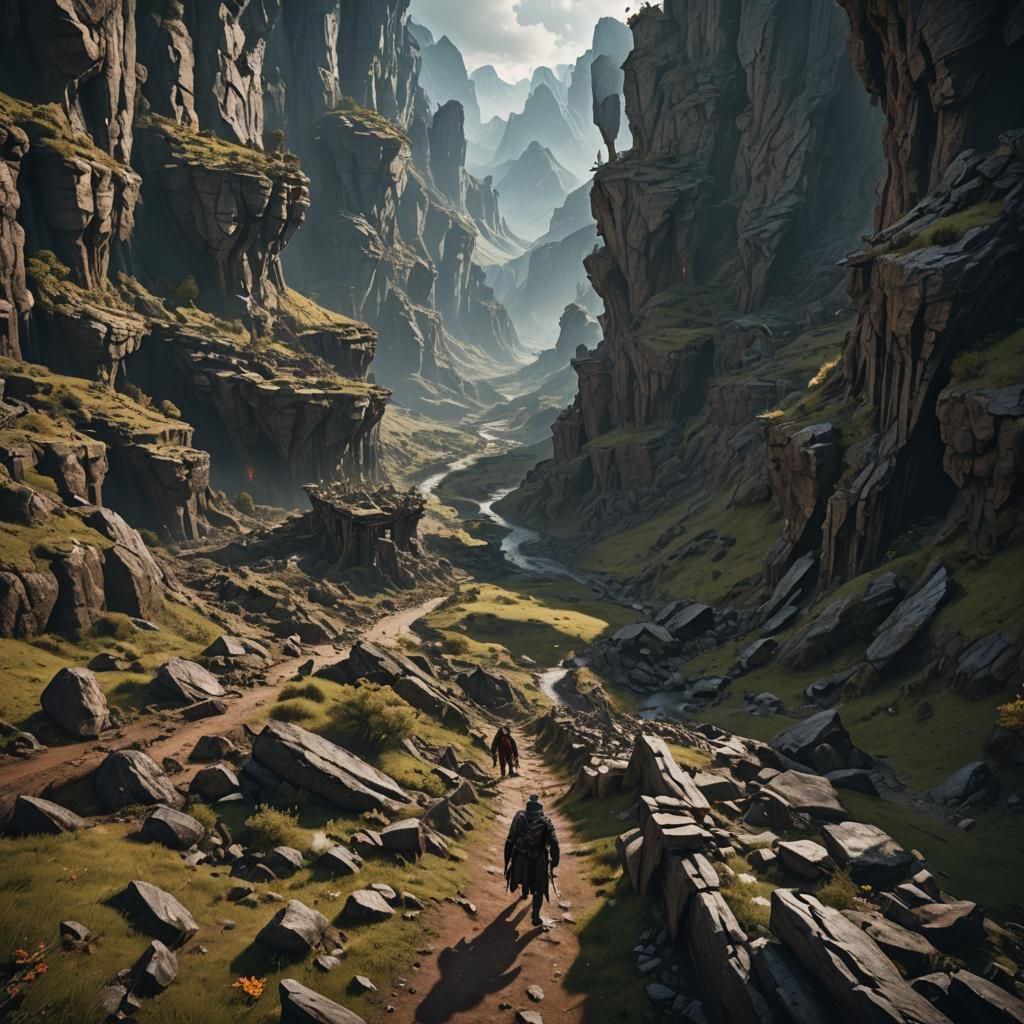 Hyperrealistic Valley of Death: Detailed Matte Painting