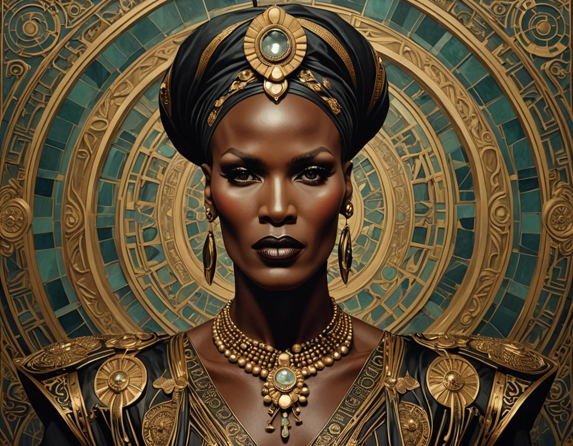 grace jones in art noveau style