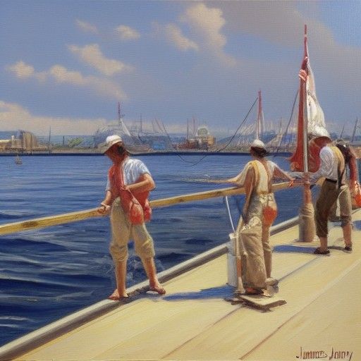 Sailors at Work: An Oil Painting