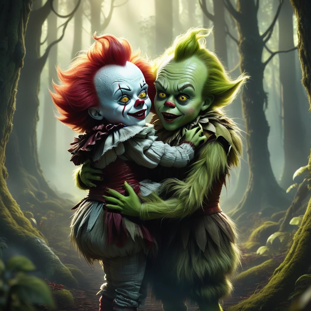 Whimsical Fantasy: Baby Pennywise and Baby Grinch in Dreamli...