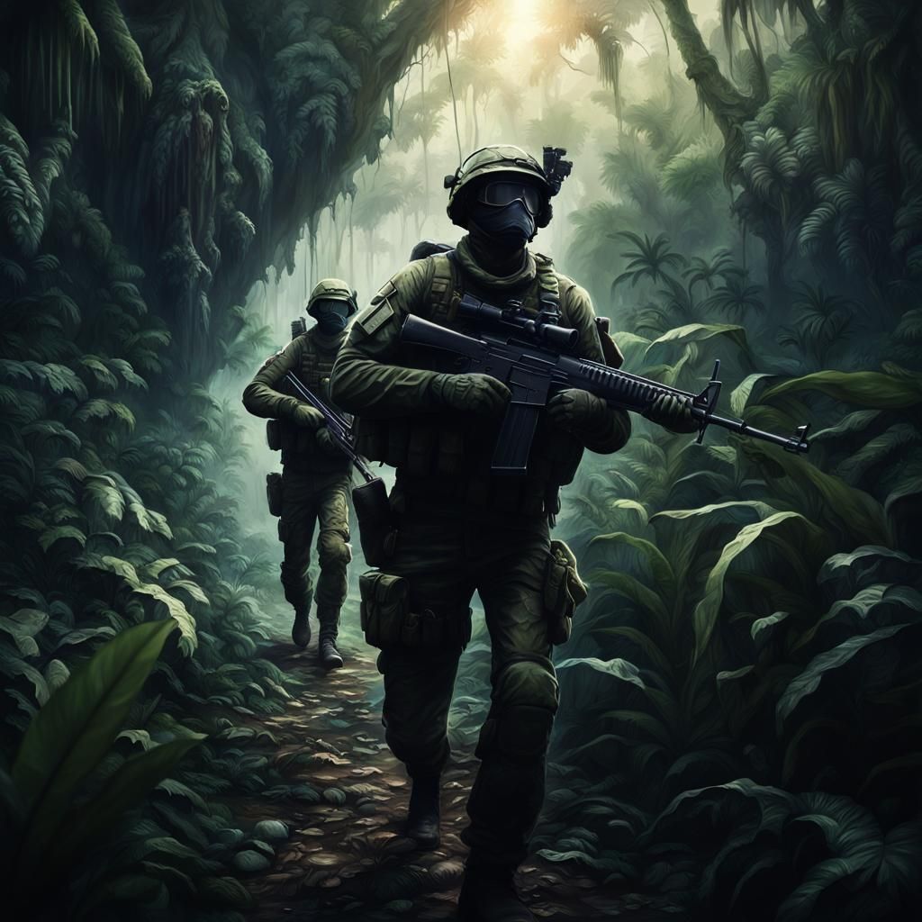 Soldiers in Dark Jungle: Epic 4K Resolution