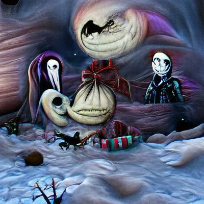 Jack and Sally in Halloween Town, Digital Art