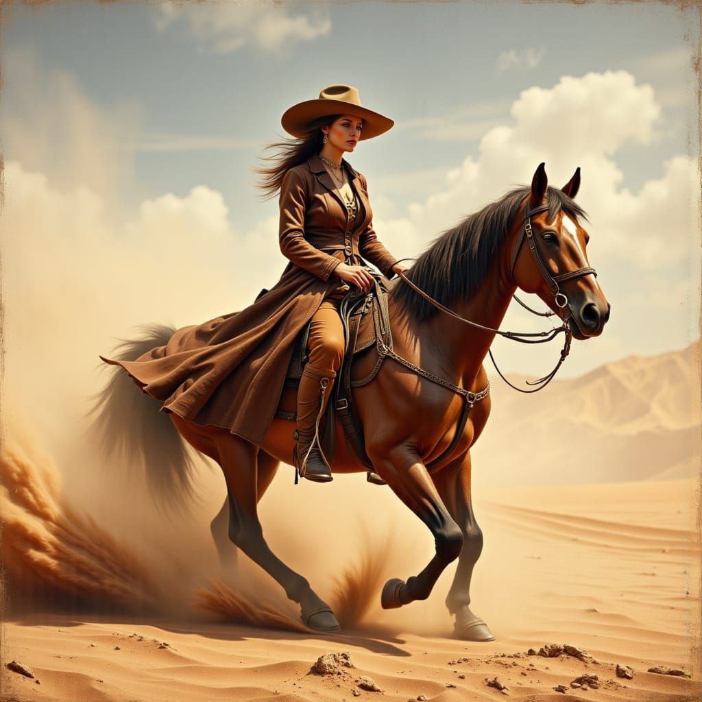 Cowgirl in Turbulent Desert Storm