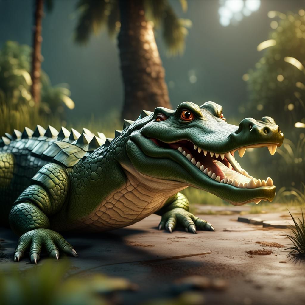 Alligator Mascot Rendered with 3D Game Cinematic Feel