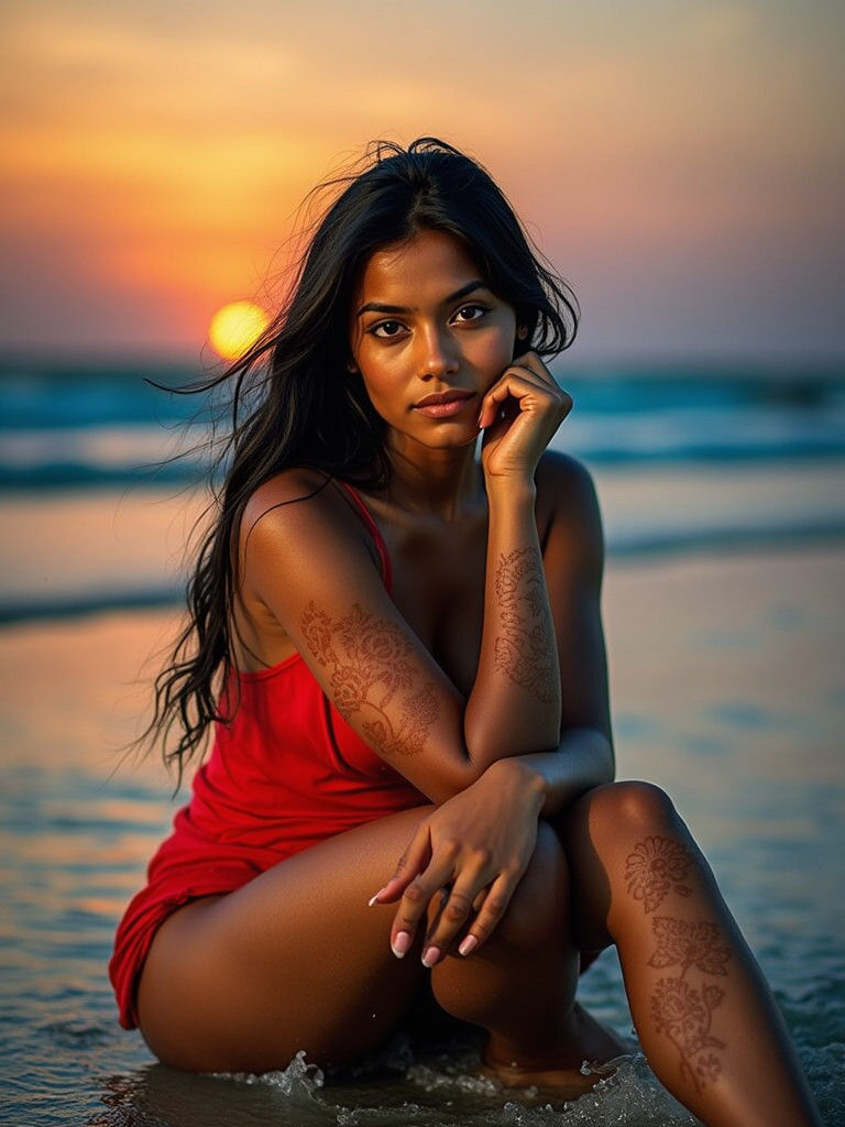 Introspective Bengali Woman Portrait in Golden Light