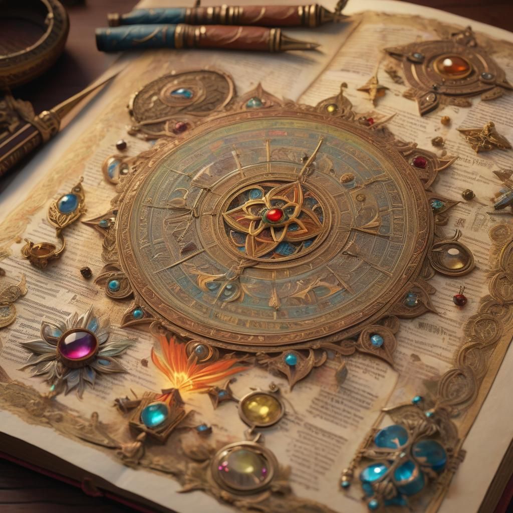 Alchemic Drawings in Ancient Book, Detailed Illustration