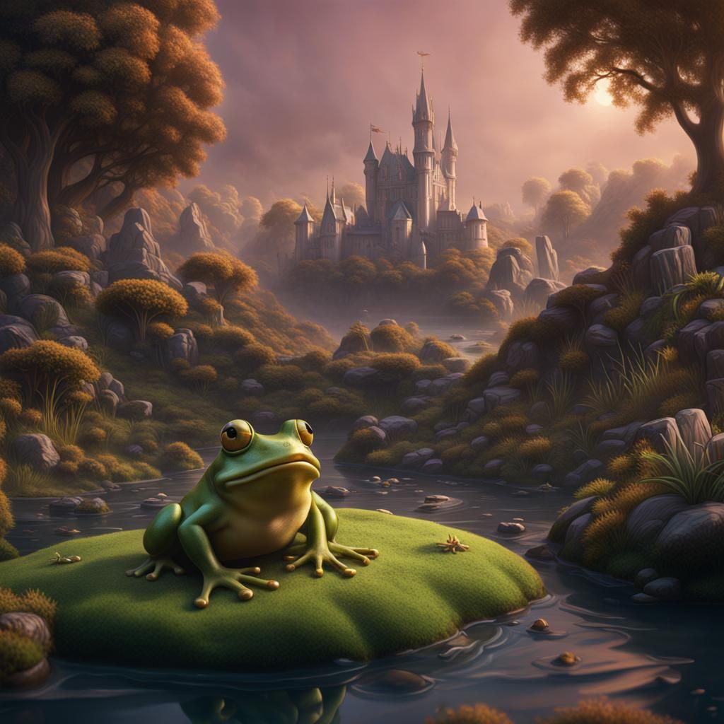 Whimsical Frog Song in Detailed Matte Painting