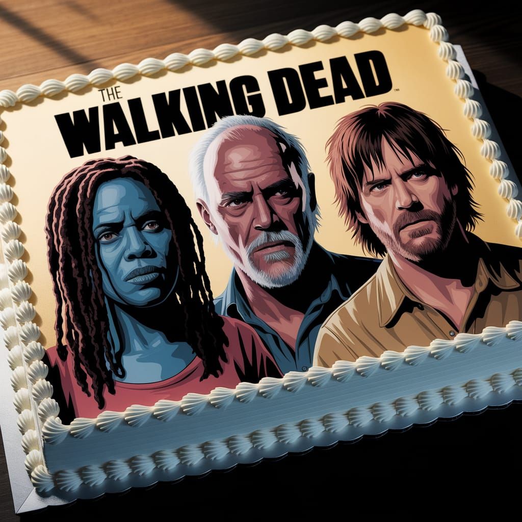 Walking Dead Cake with Character Portraits