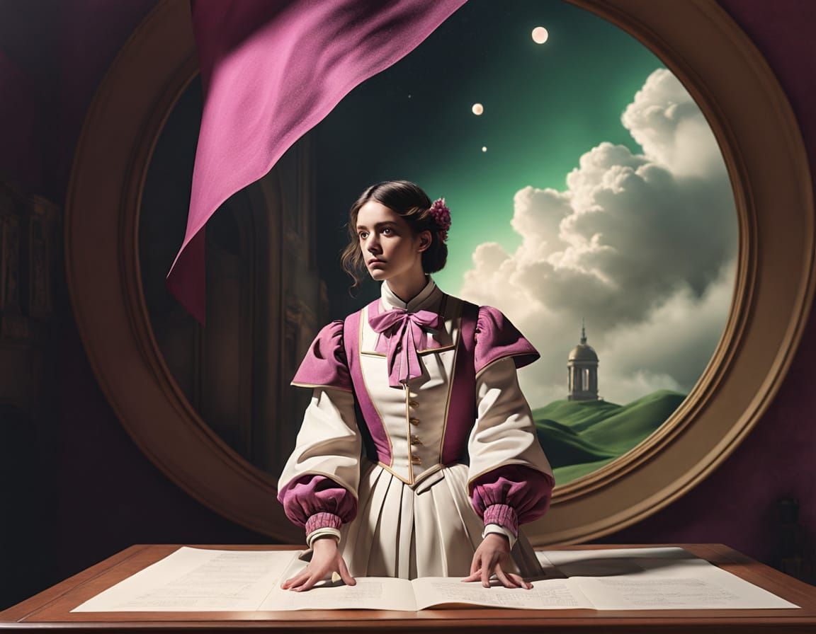 Lonely Figure in Surreal Spacecore Dreamscape