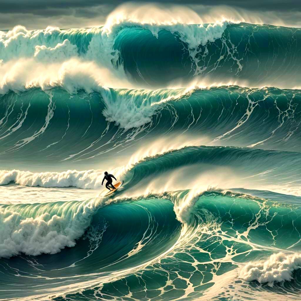 Surfer Rides a Big Wave: Digital Matte Painting