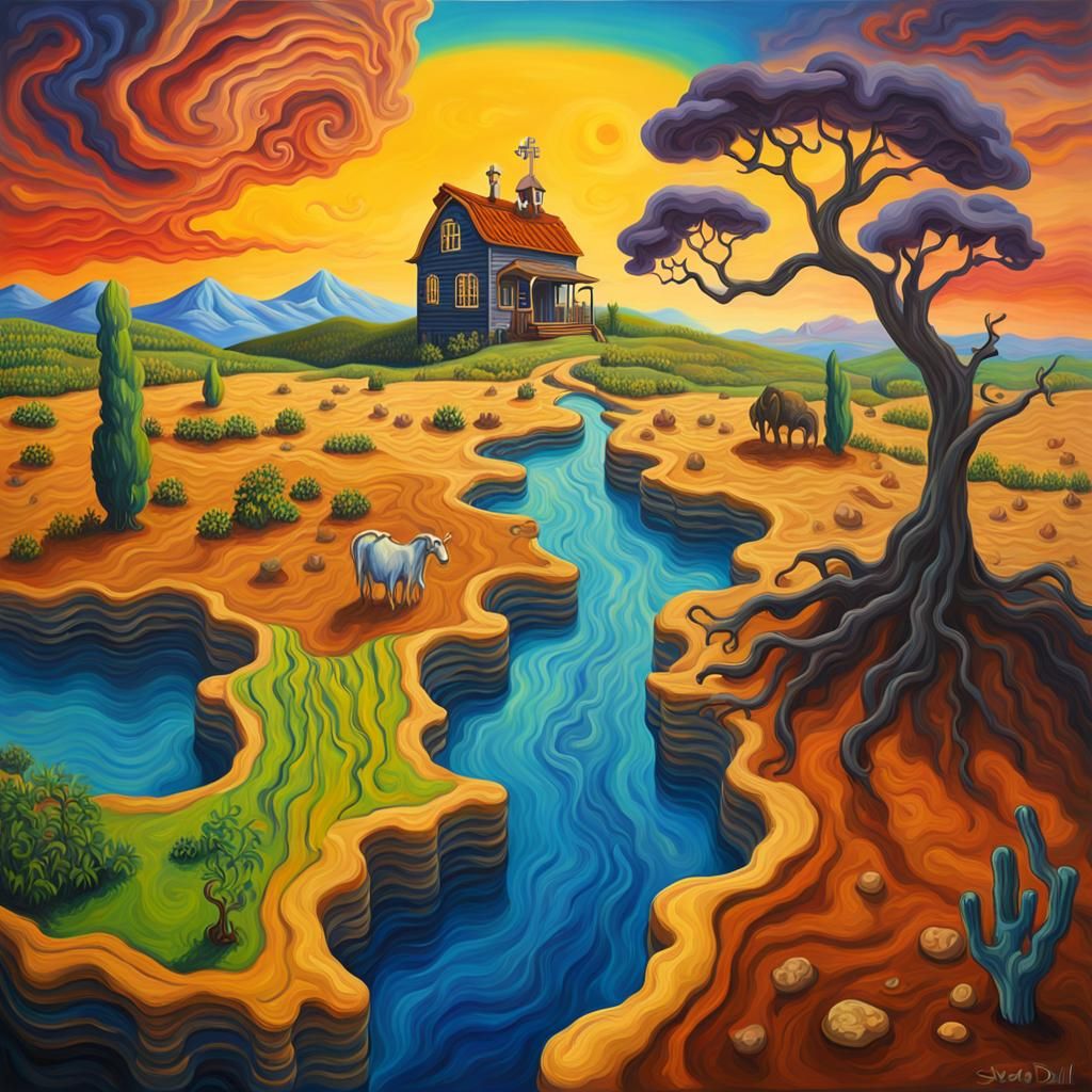 Stardew Valley Surrealist Masterpiece in Vibrant Oil on Canv...