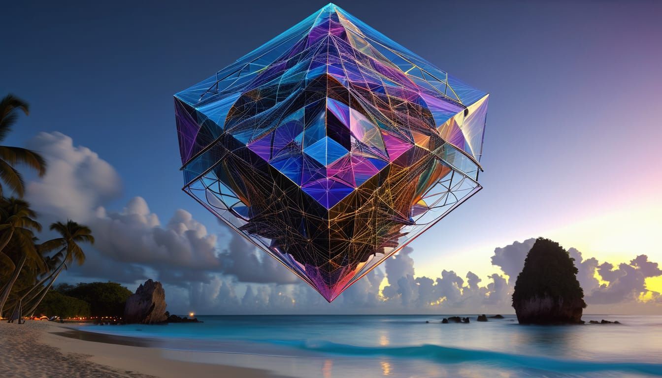 luminobabel  3D  gigantic floating hyperdetailed math art ge...