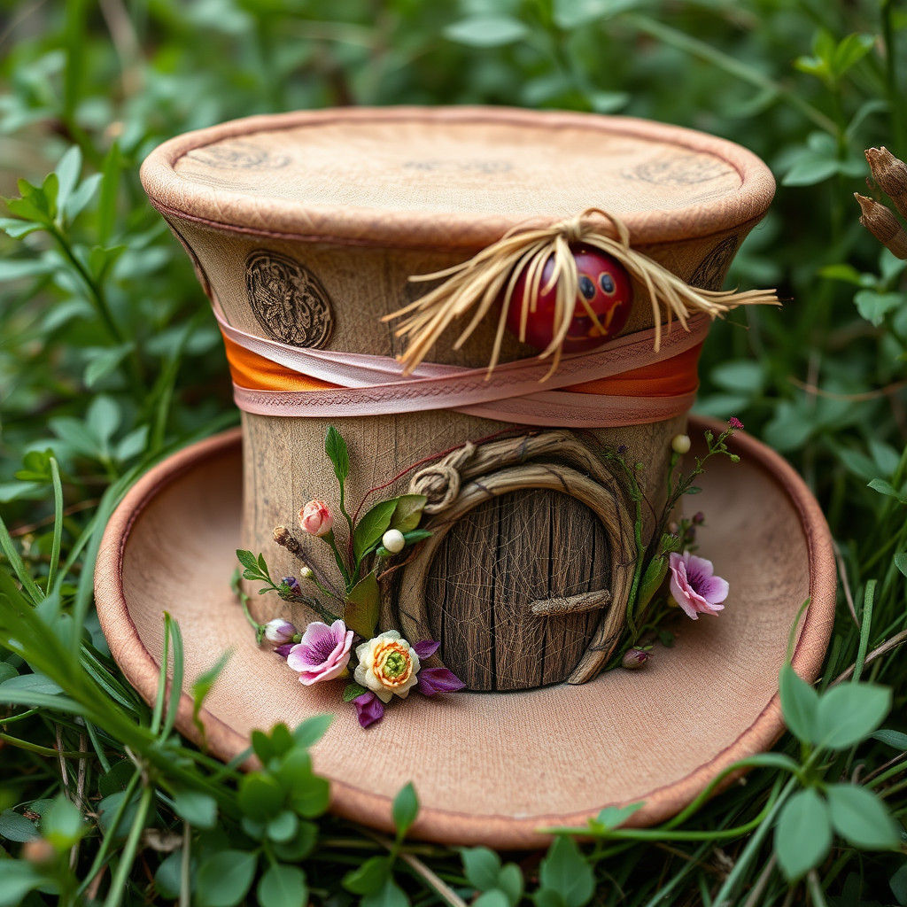 Whimsical Fairy House on Antique Top Hat