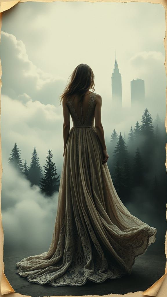 Surreal Postcard Landscape in Whimsical Dreamlike Setting