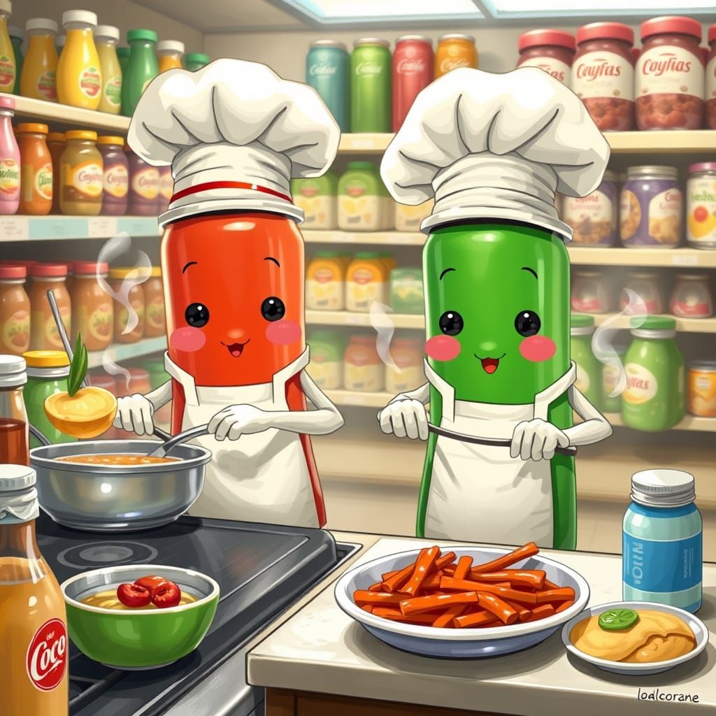 Soda Cans Cooking: Whimsical Supermarket Scene