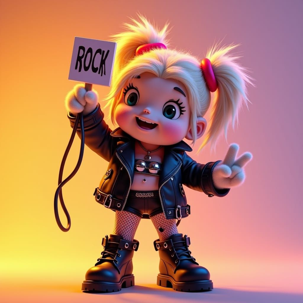 Punk Rock Marshmallow Girl in 3D Digital Art