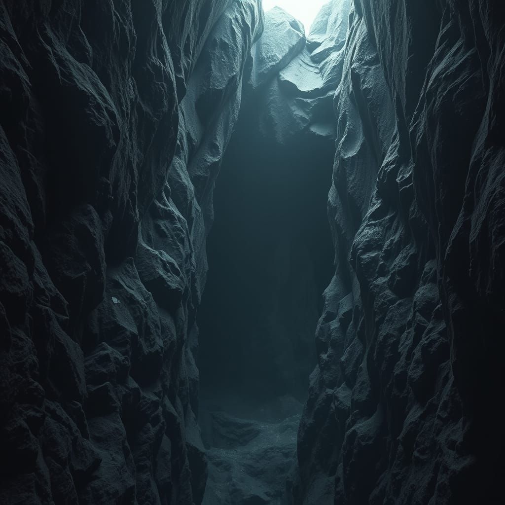 Foreboding Tunnel Through Rugged Mountainside