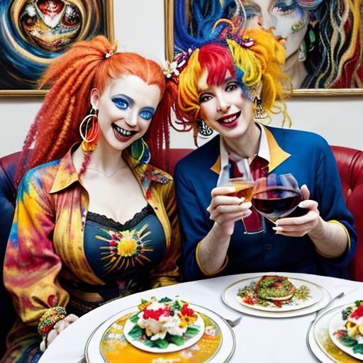 Cosmic Housewarming Party in Oil Painting Style