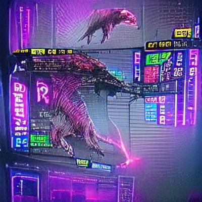 Menacing Cybernetic Monster in Futuristic Style