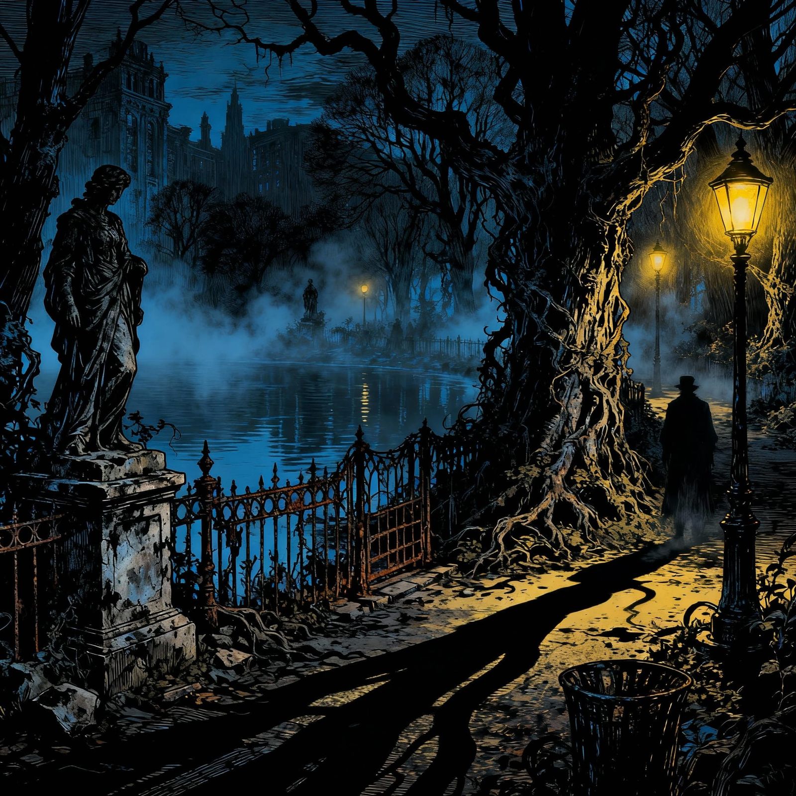 Victorian Park Landscape in Gustave Doré Style