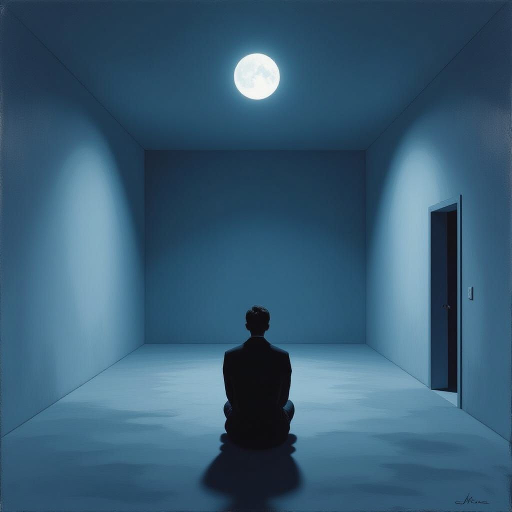 Surrealist Empty Room Symbolizing Absence and Loneliness