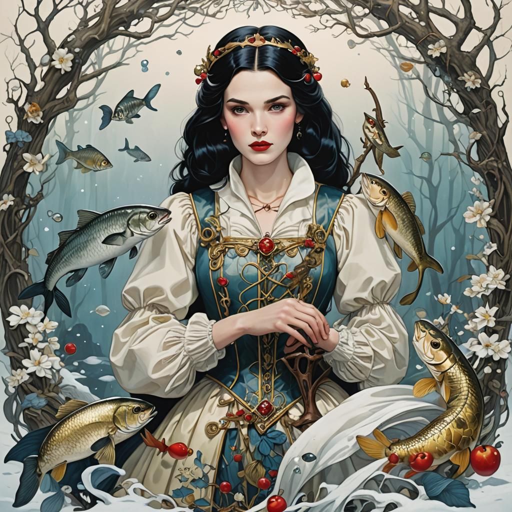 Pisces Huntsman Snow White AI Art