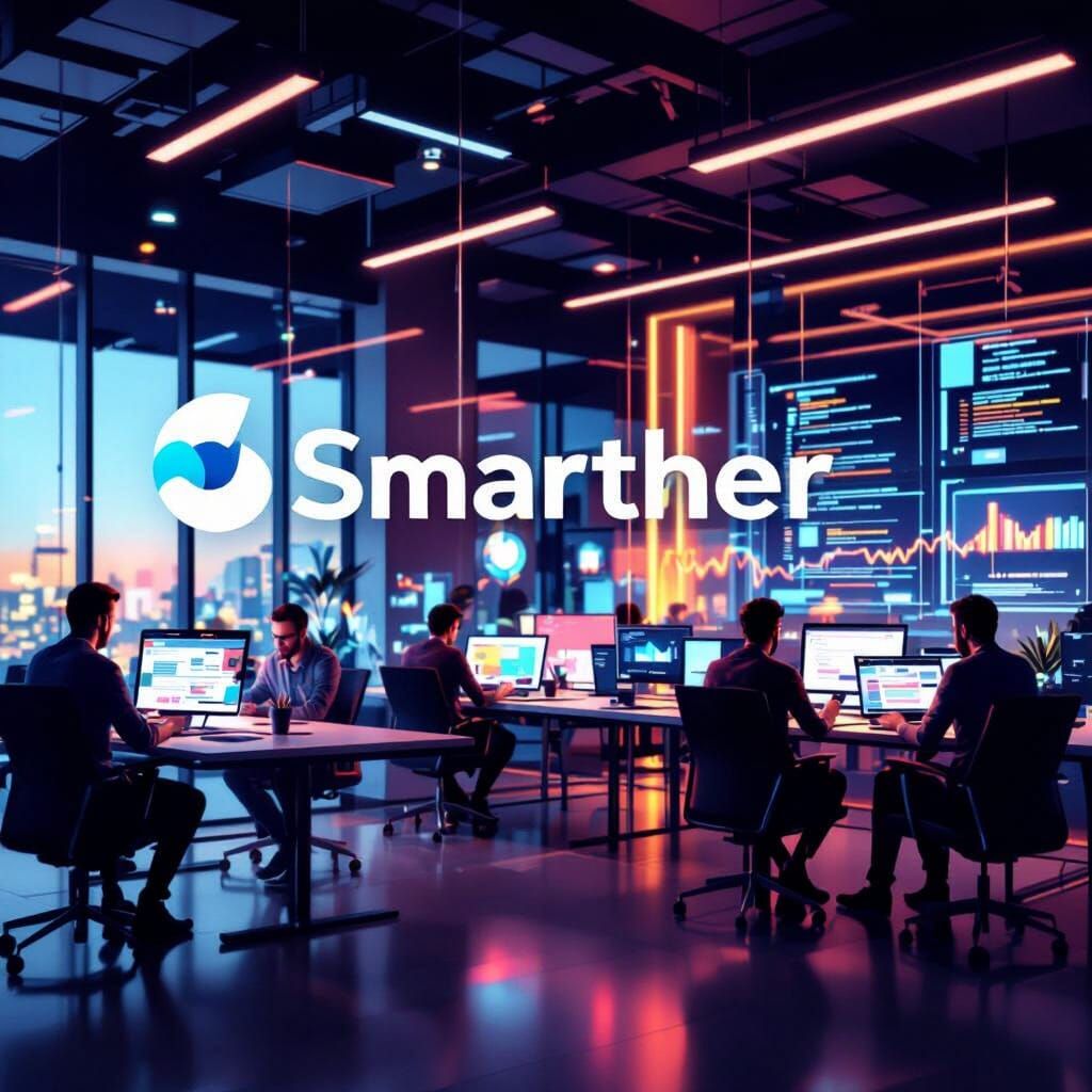 SMARTHER Web Development Company Branding in Modern Office