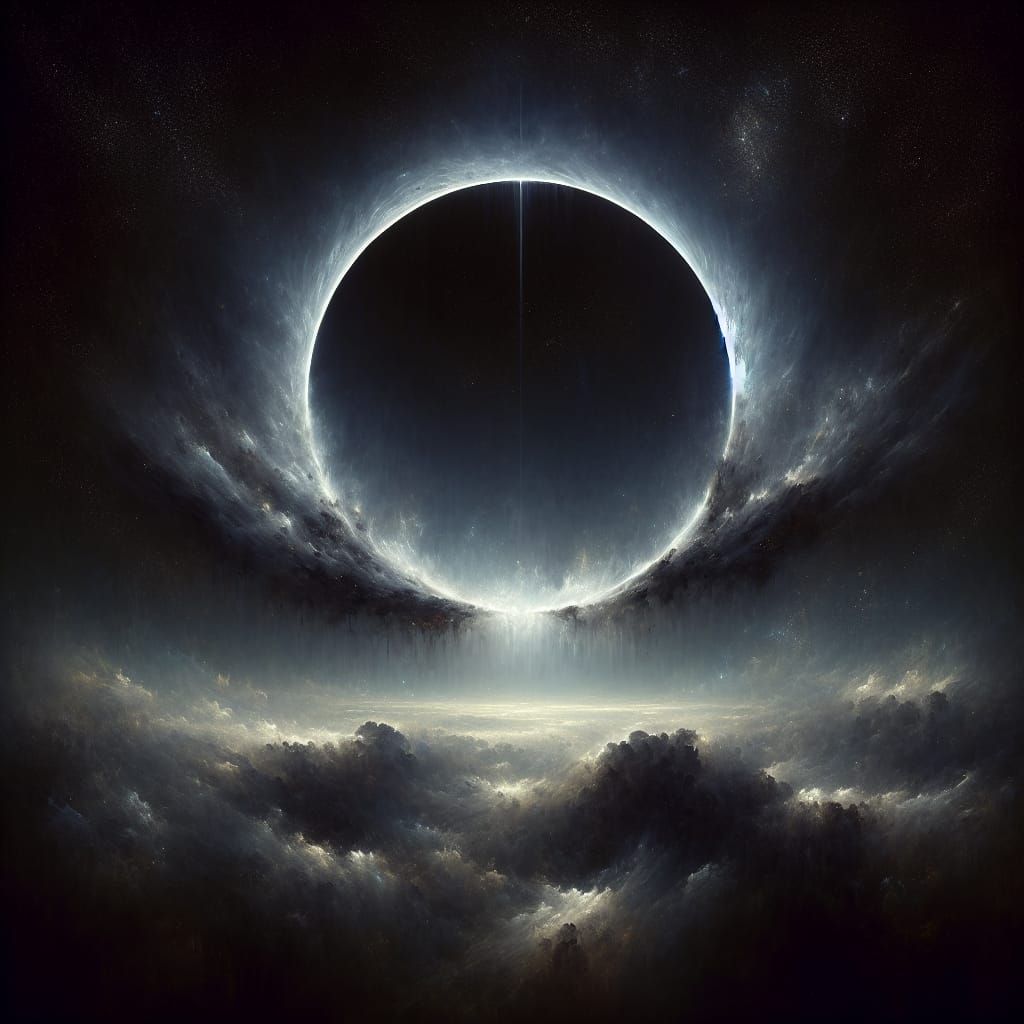 Ominous Halo Ring in Void as Oil Painting