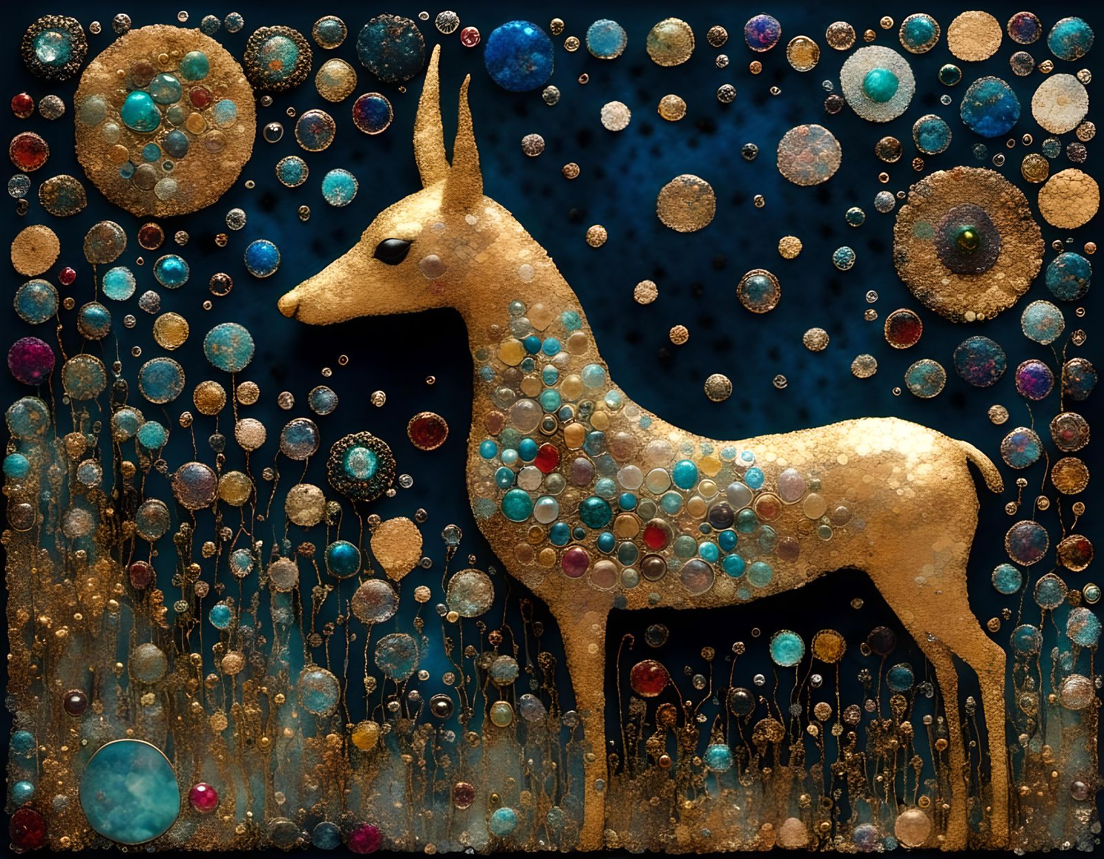 Dreamlike Flight of Animals in Digital Textile Art
