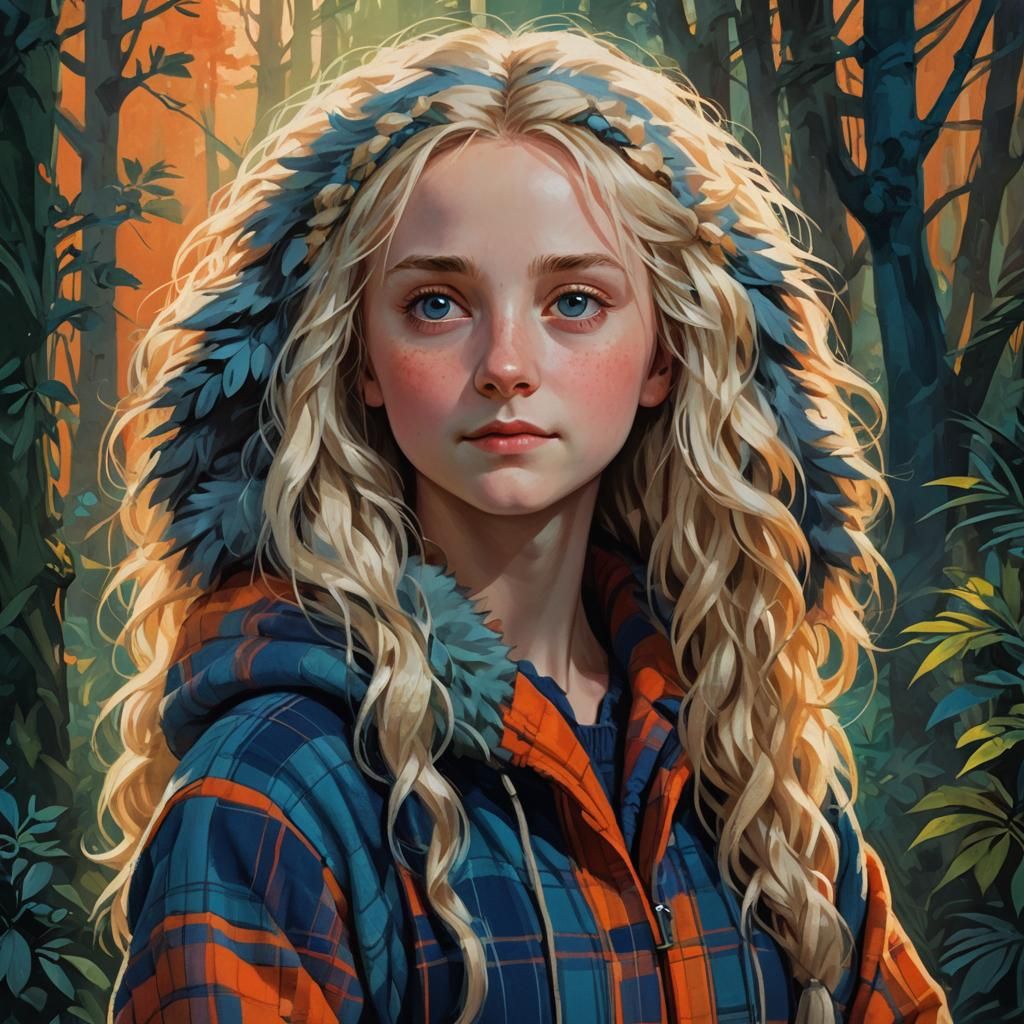 Luna Lovegood in Whimsical Flannel Attire