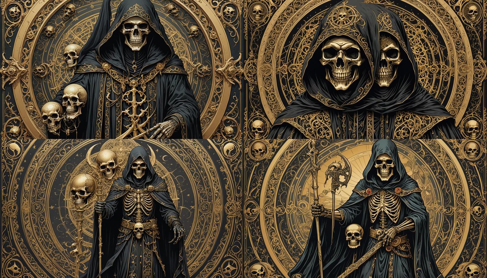 Grim Reaper Tarot Card in Detailed Ink Illustration