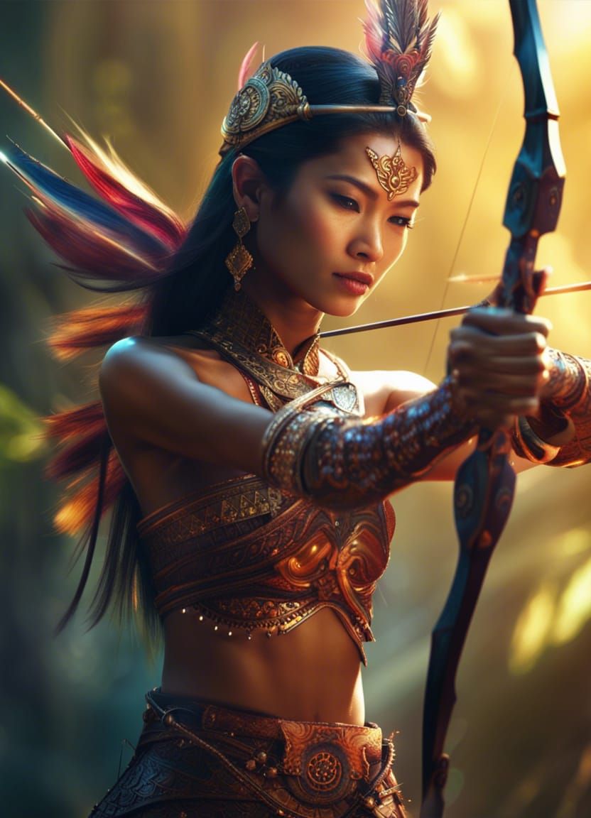 Thai Warrior: Beautiful Archery in Sunlight