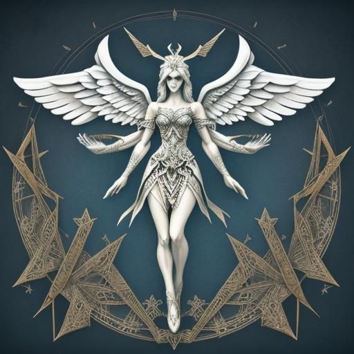 Intricate Whimsical Angel Artistic Rendering