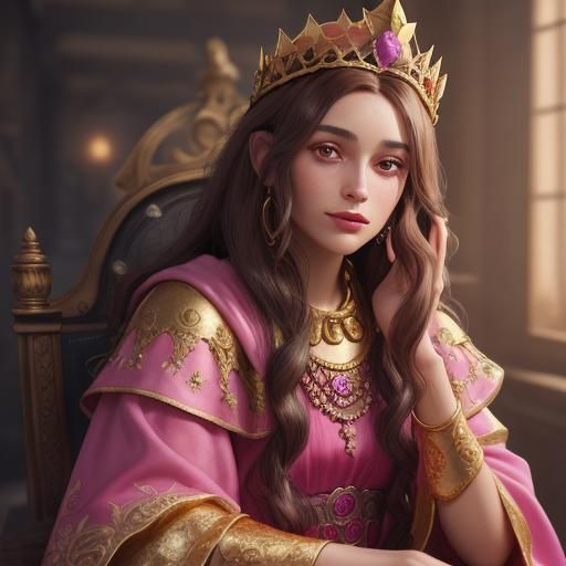 Queen Esther at Purim Feast: Detailed Matte Painting