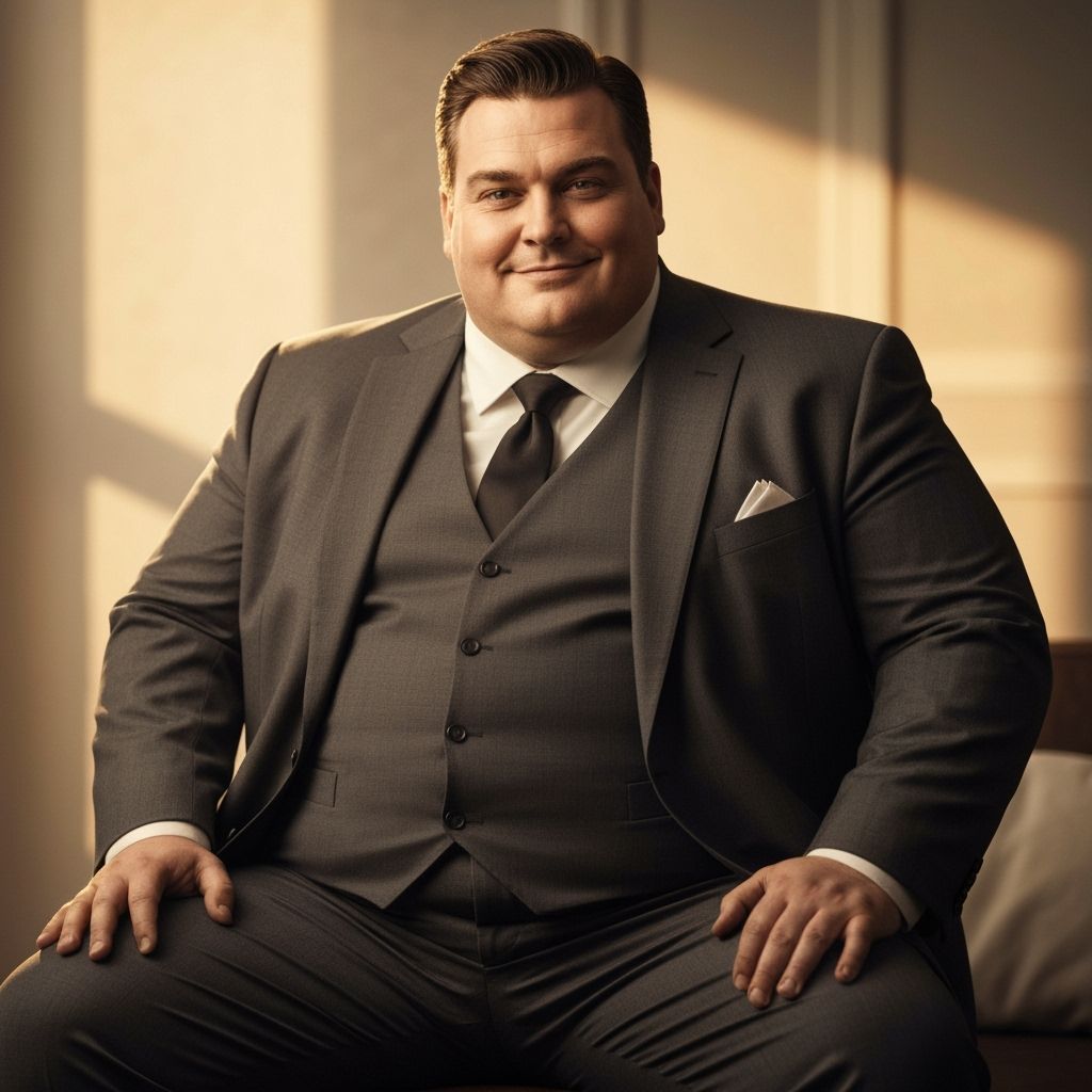 Confident Man in Suit with Golden Lighting