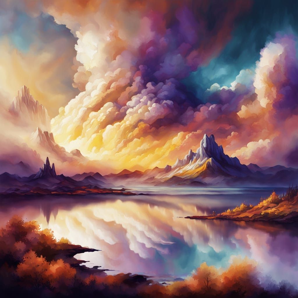Surreal Amber Hues in Epic Fantasy Realm