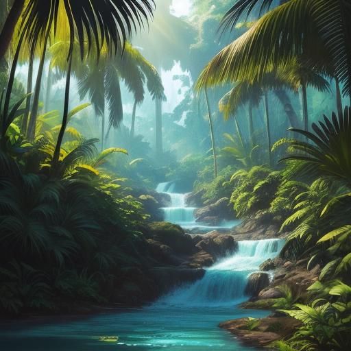 Jungle Waterslide Adventure in Splash Art Style