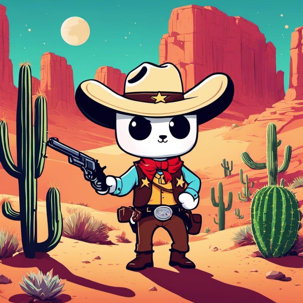 Cartoon Cowboy Marshmallow Sheriff in Animated Style