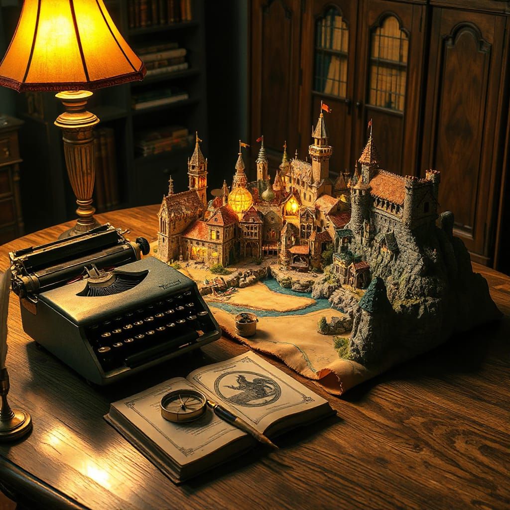 Fantasy Village Map Illustration in Acrylic Style