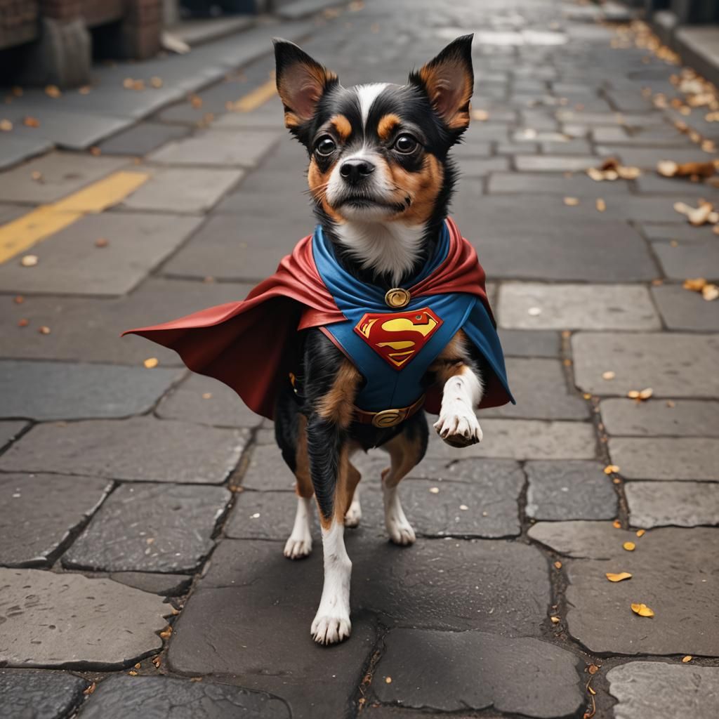 Heroic Three-Legged Dog in a Detailed Digital Painting