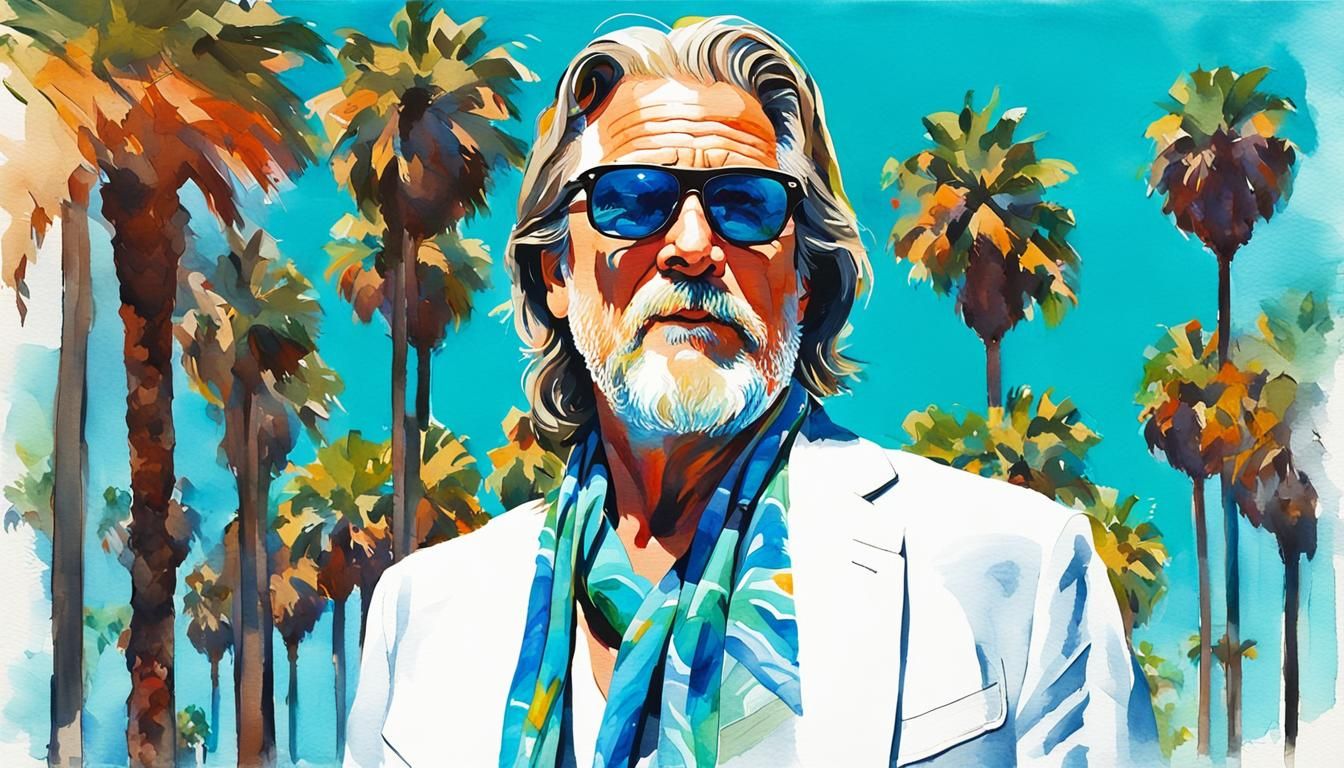 Jeff Bridges in Watercolor Pop Art Portrait