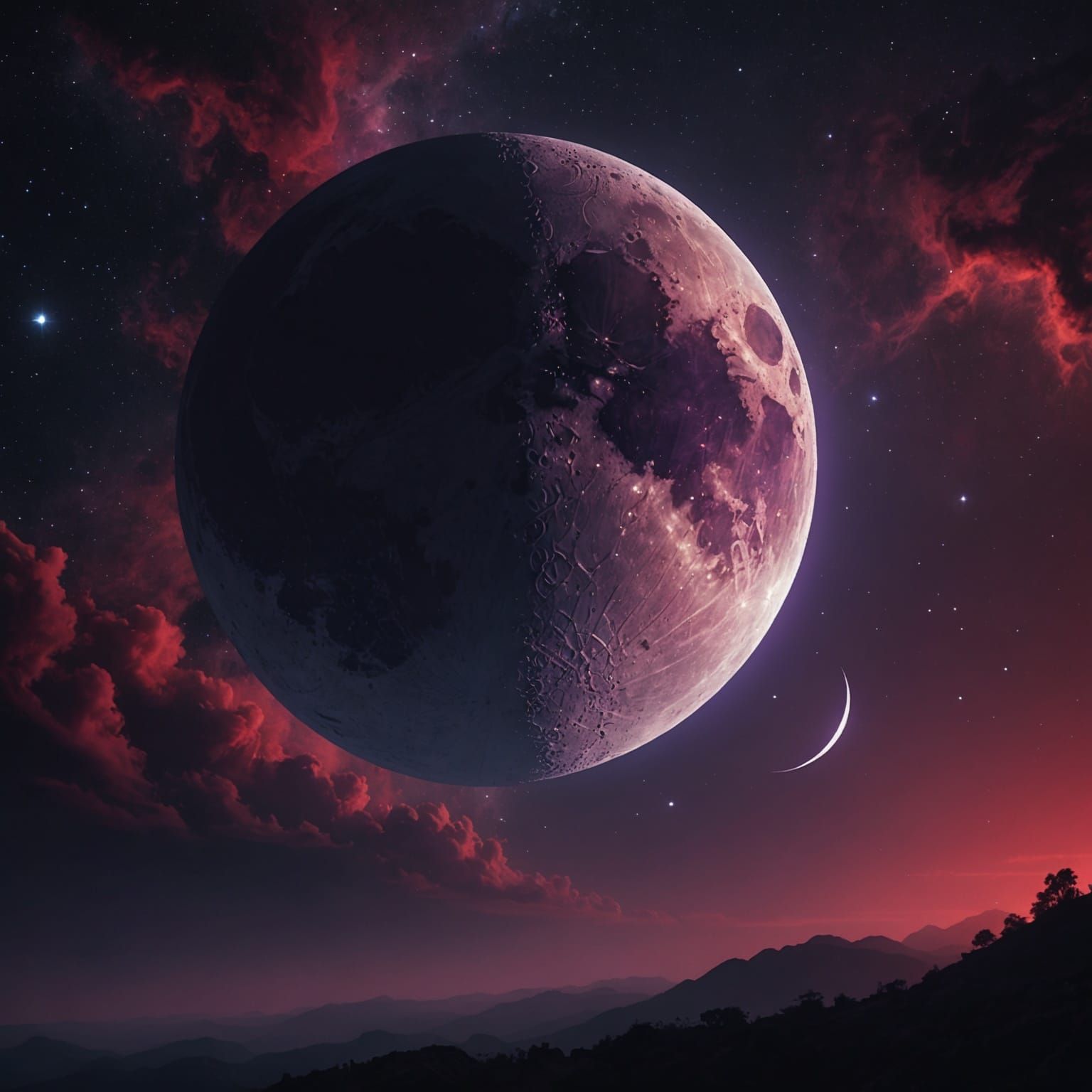 Dramatic Galactic Half-Moon in a Misty Space Setting