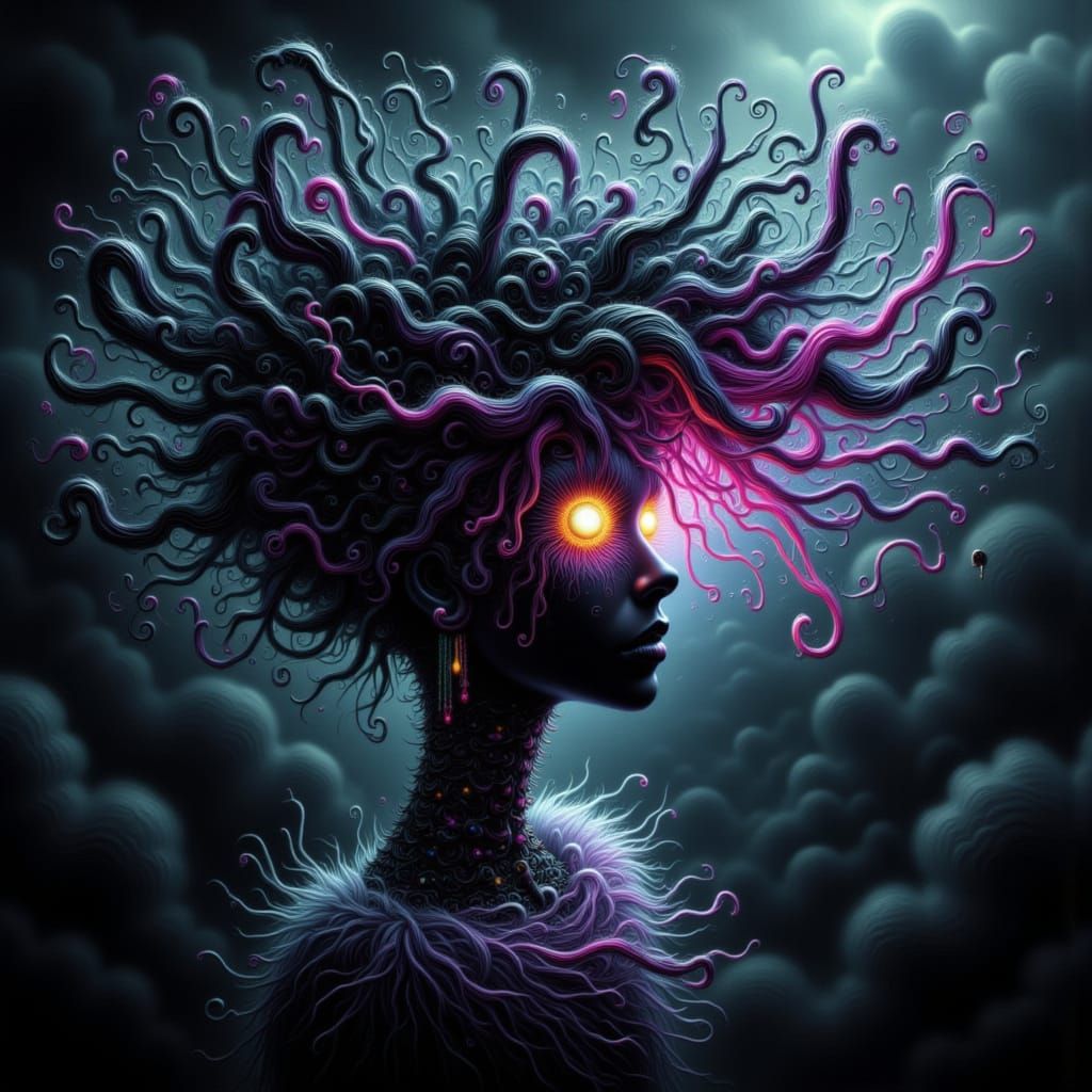 Biopunk Fairy Emerges from Biomechanical Flower