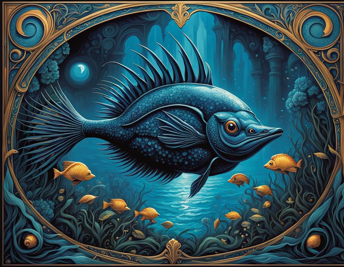 Glaucus Atlanticus Scherenschnitte in Art Nouveau Style